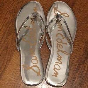 Sam Edelman Silver Flip Flops